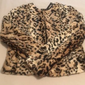 Express Faux Leopard Fur Jacket